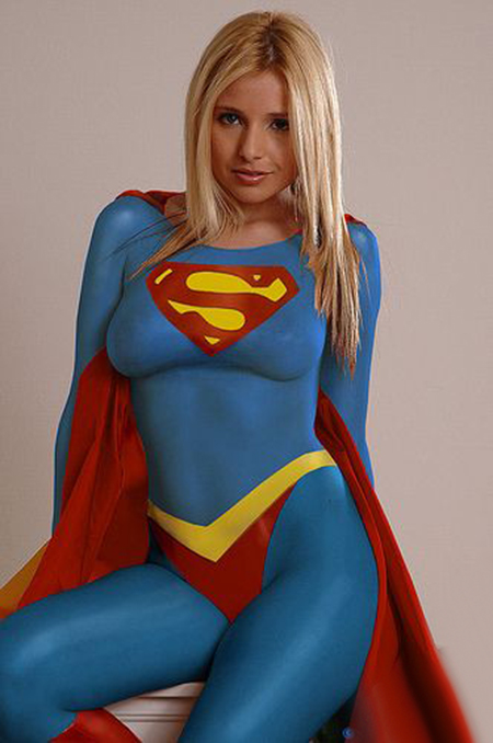 Sexy Blue And Red Supergirl Halloween Catsuit